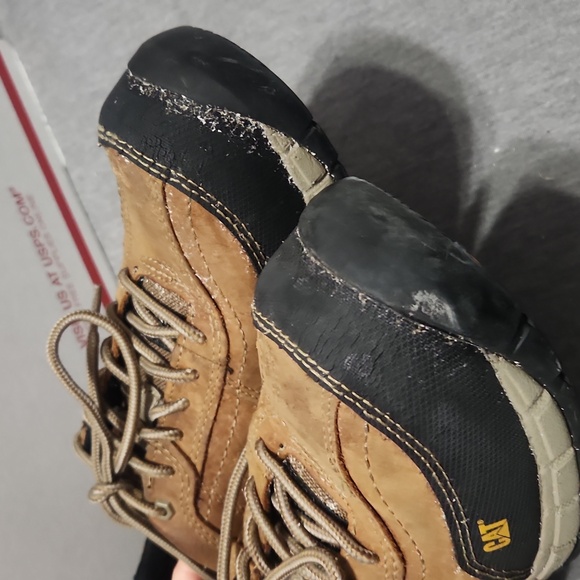 CATERPILLAR Men's Brown Leather Composite Toe Work Shoes Sneakers Low-Top Boots - Picture 14 of 17